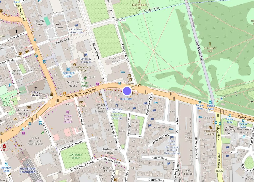 Map: Hux Hotel, Kensington